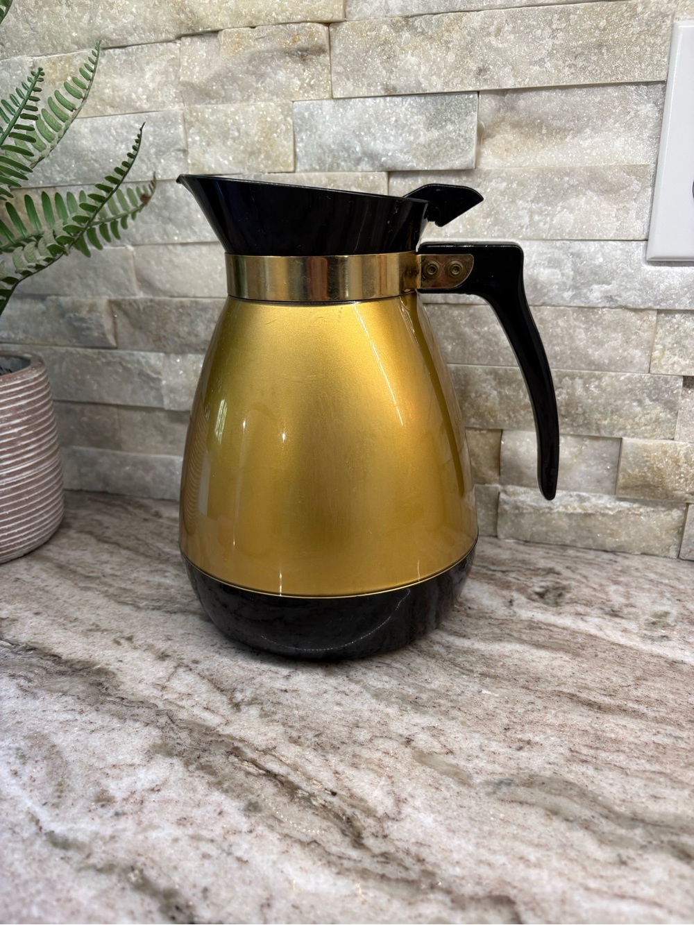 West Bend Thermo-Serv vintage Gold Black coffee carafe- Home Kitchen